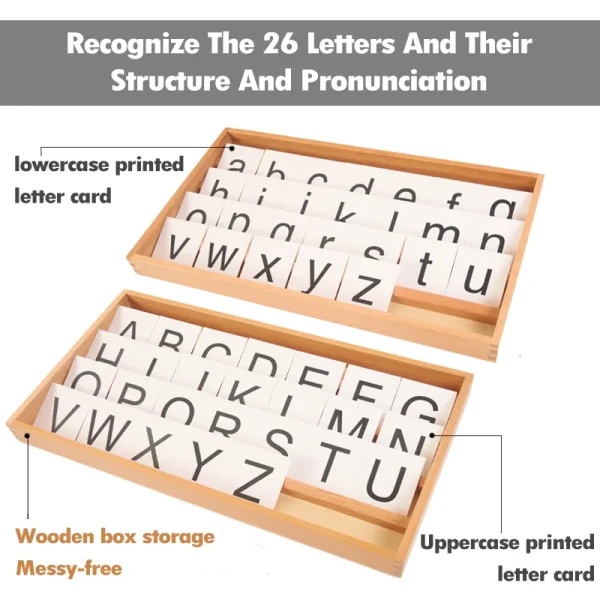 Children Montessori Activity Alphabet Box Language Toy Printed ABC Card Red Blue Letters Open Ended Educational Toy Teacher Aids - Image 2