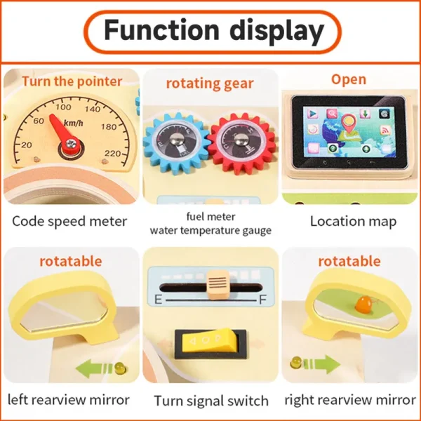 Montessori Busy Board Children Toys Led Light Switch Simulate Car Steering Wheel Travel Activities Sensory Game Educational Toys - Image 4