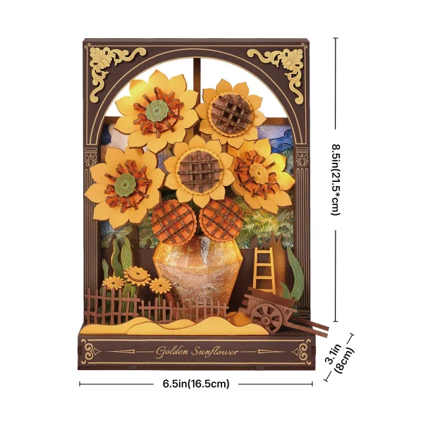ROWOOD 3d Wooden Puzzle with LED Light Flower Model Kits Tabletop Display Wall Art Deco Puzzle Gifts for Adults Teens - Image 2