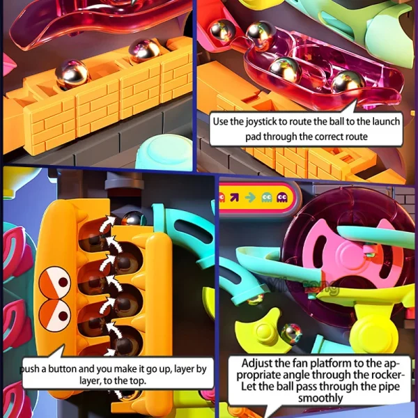 Educational Montessori Toy Multi-Layer Track Adventure Game Rail Rolling Ball Model Interactive Brain for Children Kids - Image 5